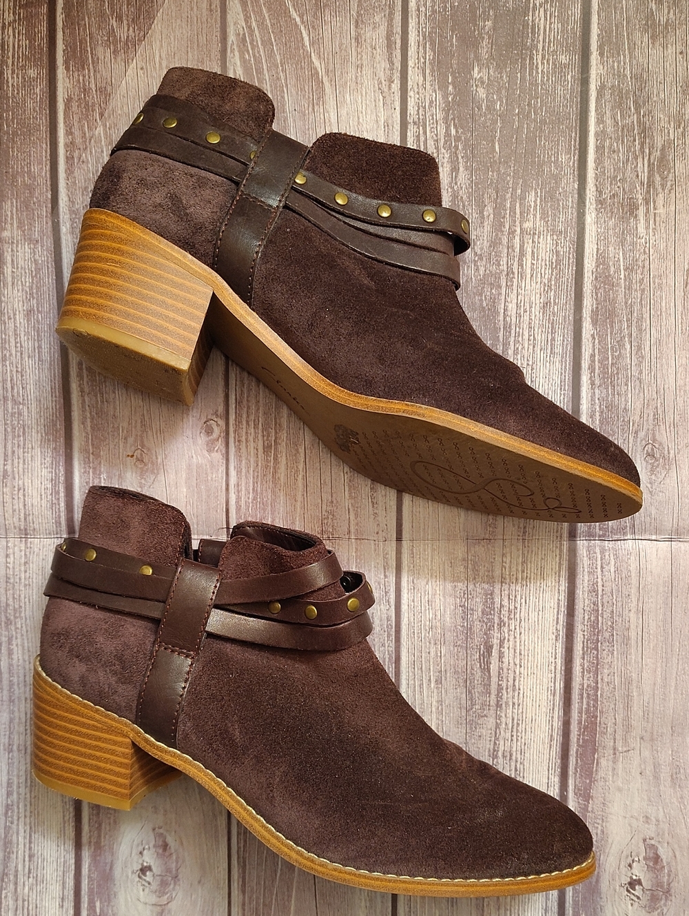 Clarks Dark Purple Suede  And leather Ankle Booties with Studded Straps